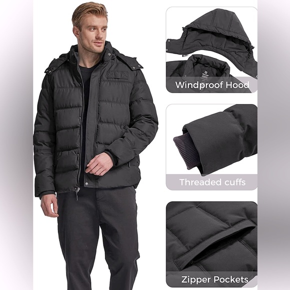 Men's Hooded Puffer Jacket - Picture 6 of 7